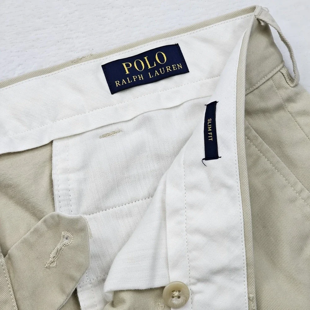 Polo Ralph Lauren‎ Mens 40W 31L Beige Pants Chinos Khaki Slim Fit Preppy Ivy